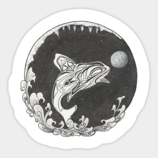 Orca and the Moon Sticker